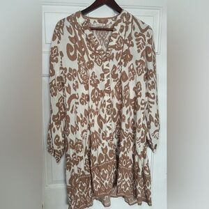 Salty Lemon Women’s Printed Mini Dress Size XL Long‎ Sleeves Boho Peasant.